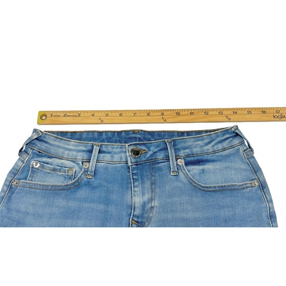 True Religion Skirt 29 Light‎ Blue Denim Cut Off Style Distressed Women's Bottom - Picture 12 of 13